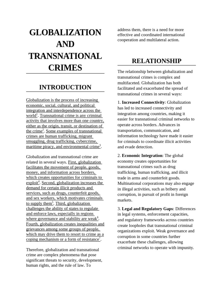 1st Paper,Globalization and Transnational Crimes | PDF | Transnational ...