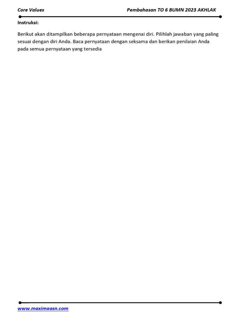 Contoh Soal Core Values (AKHLAK) | PDF