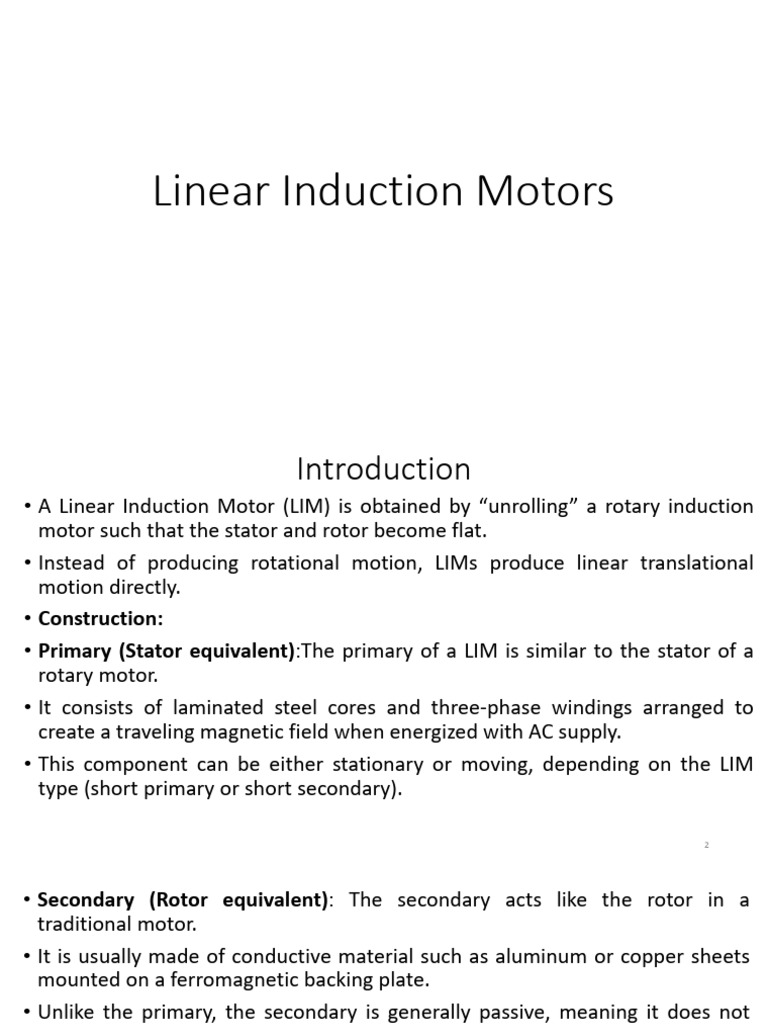 Linear Induction Motors | PDF | Electric Motor | Electromagnetic Induction