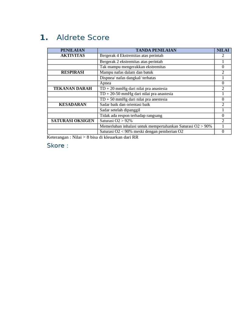 Alderete Score | PDF