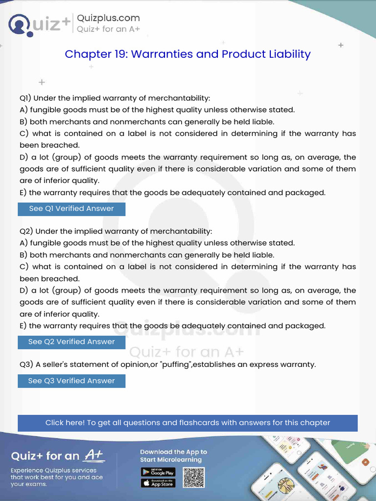 Under the Implied Warranty of Merchantability | PDF | Franchising ...