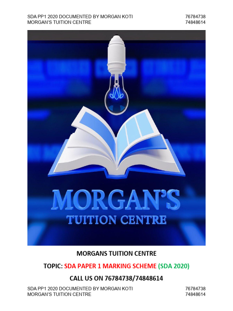 Bgcse Sda Paper 1 2020 Marking Scheme Answer Sheet Documented by Morgan ...