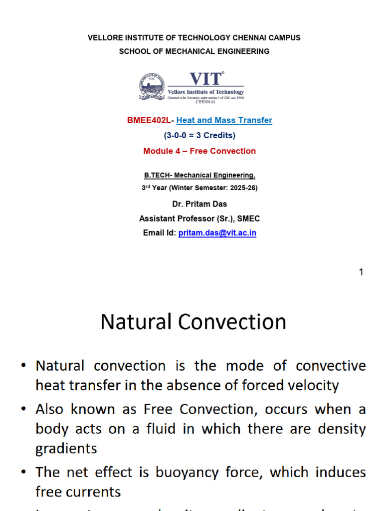 Mod4 HMT 1 Free Convection | PDF | Heat Transfer | Dynamics (Mechanics)