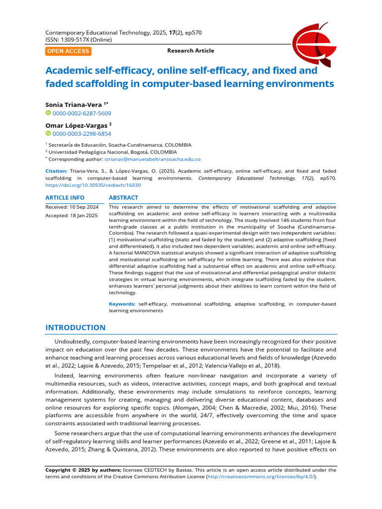 Academic Self Efficacy Online Self Efficacy and Fixed and Faded ...