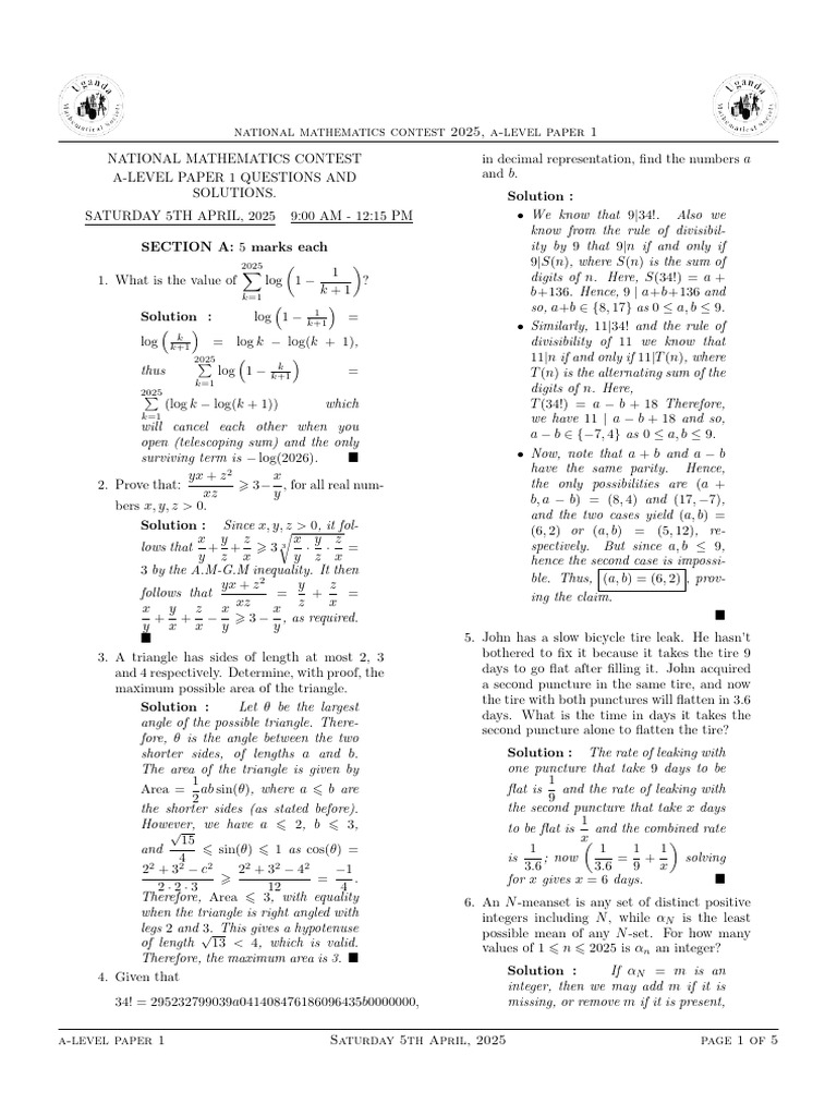 Alevel NMC 2025_compressed | PDF | Mathematics | Elementary Mathematics