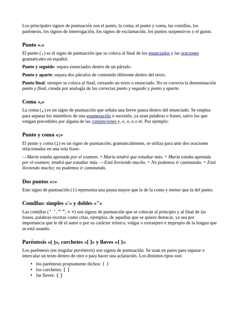 Los Principales Signos de Puntuación Son El Punto | PDF | Puntuación | Coma