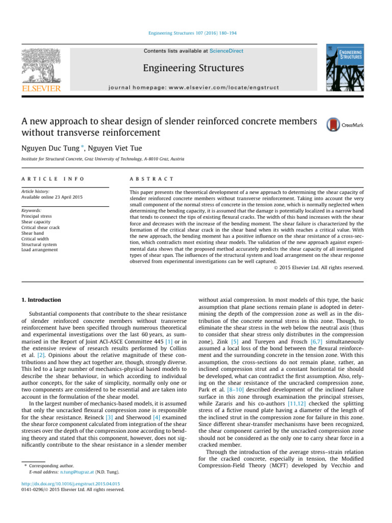 A New Approach to Shear Design of Slender Reinforced Concrete Members ...