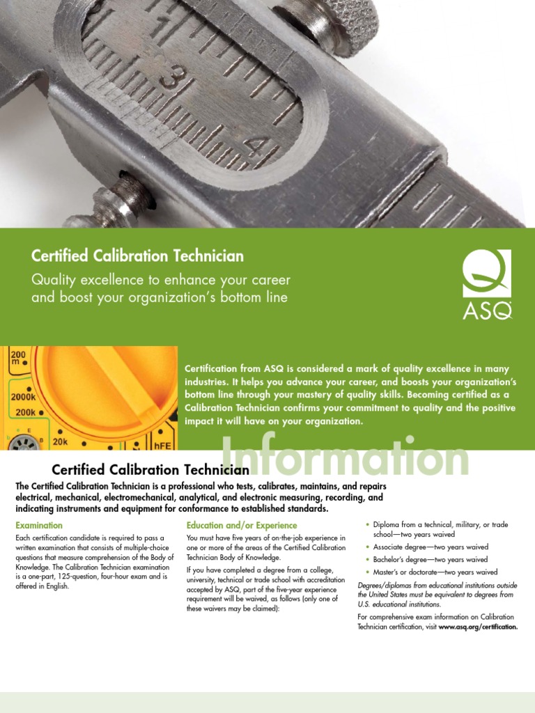 Calibration Technician PDF Calibration Metrology