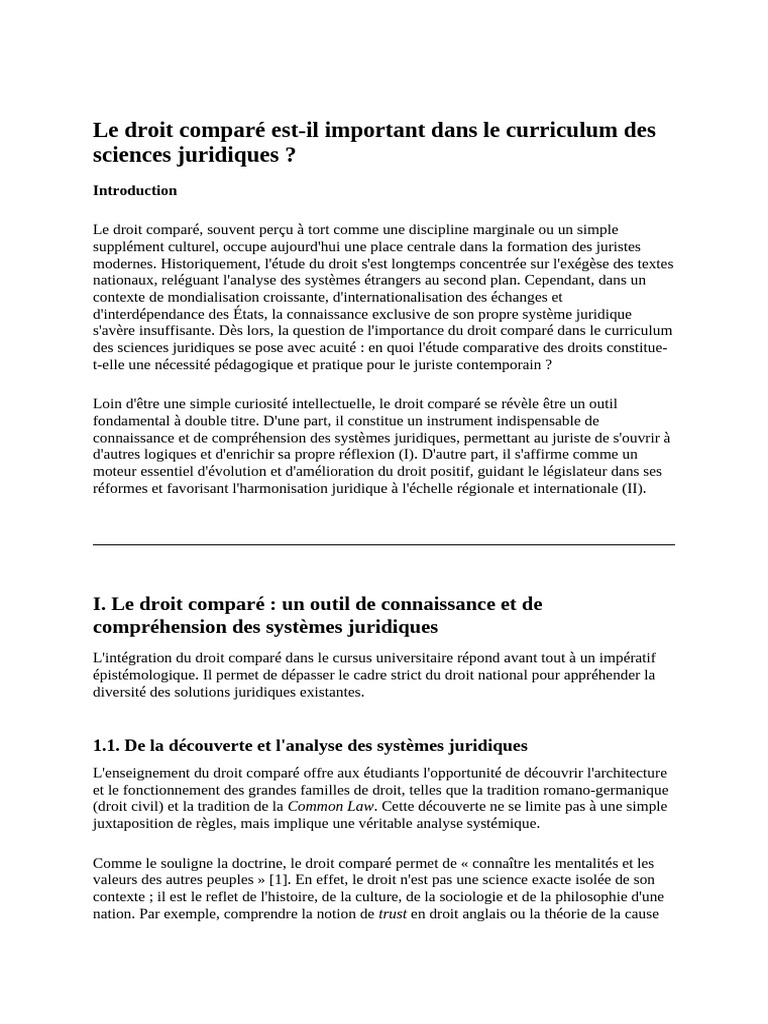Le Droit Comparé Est-Il Important Dans Le Curricul | PDF | Droit ...