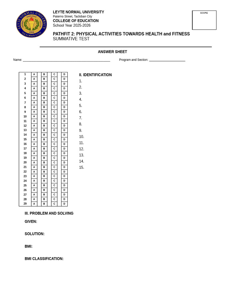 Answer Sheets 1 | PDF