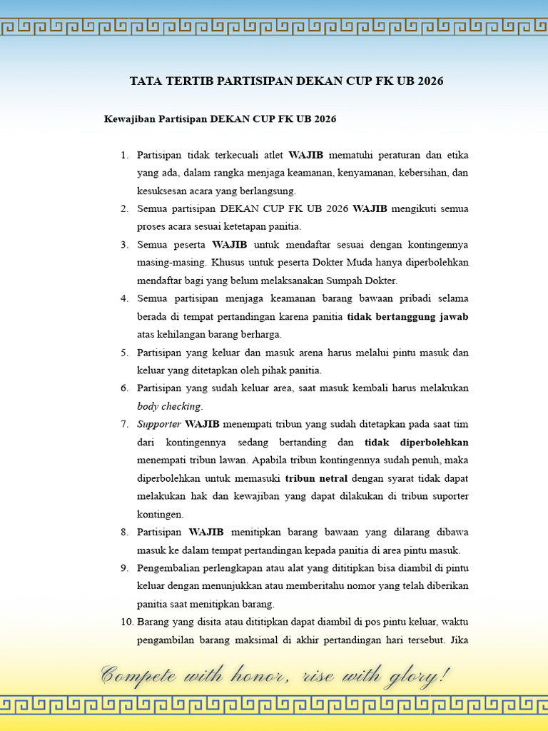 Tata Tertib Partisipan Dekan Cup 2026 | PDF