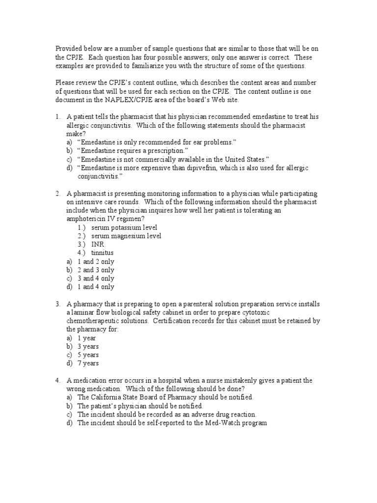Sample Cpje Quest More PDF Pharmacy Medical Prescription