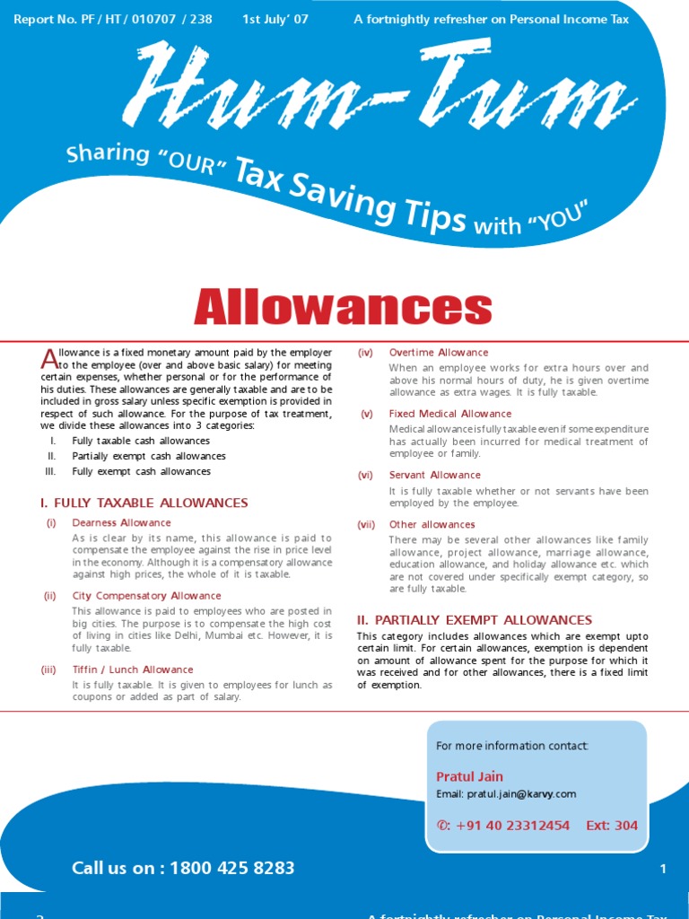 Allowances PDF Expense Employment
