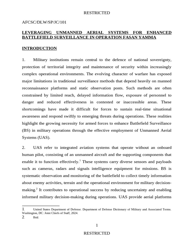 Leveraging Unmanned Aerial Systems for Enhanced Battlefield ...