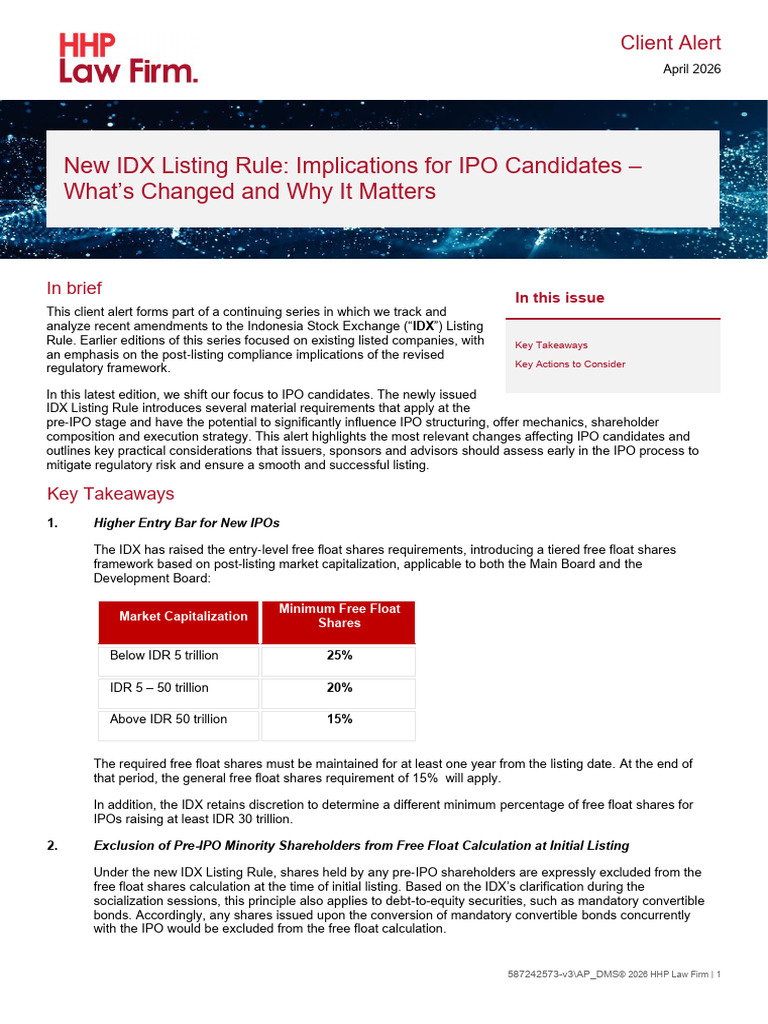 Hhp Law Firm New Idx Listing Rule Implications for Ipo Candidates | PDF ...