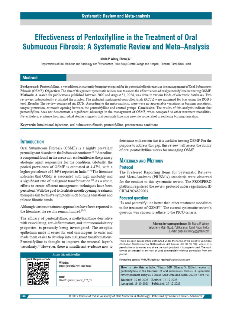 Effectiveness of Pentoxifylline in the Treatment.6 | PDF | Systematic ...