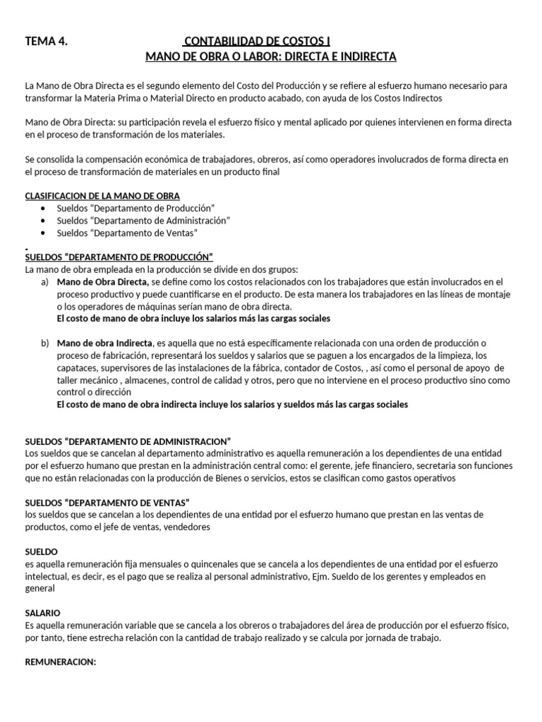Costos1 t4 Labor Directa Ejem 2025 | PDF | Salario | Las condiciones de ...