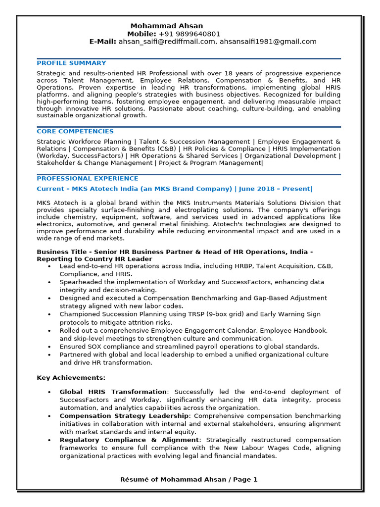 Mohammad - Ahsan - Profile Final On Oct 2025 | PDF | Human Resource ...
