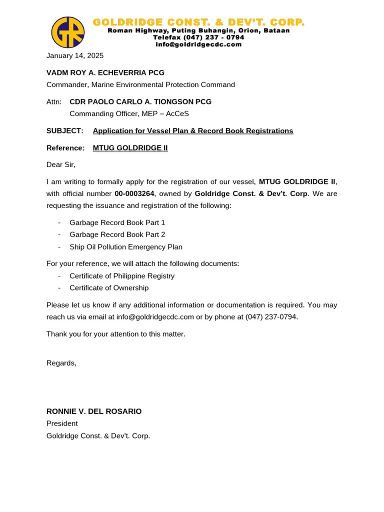 Letter Request - Mtug Goldridge II | PDF