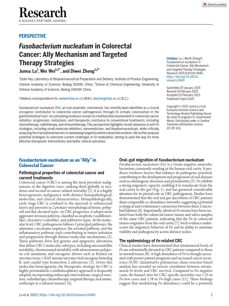 Fusobacterium nucleatum | PDF