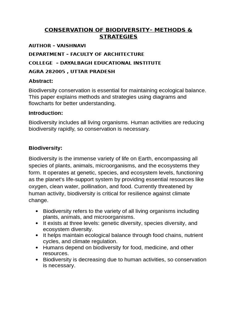 Conservation of Biodiversity | PDF | Conservation Biology | Biodiversity