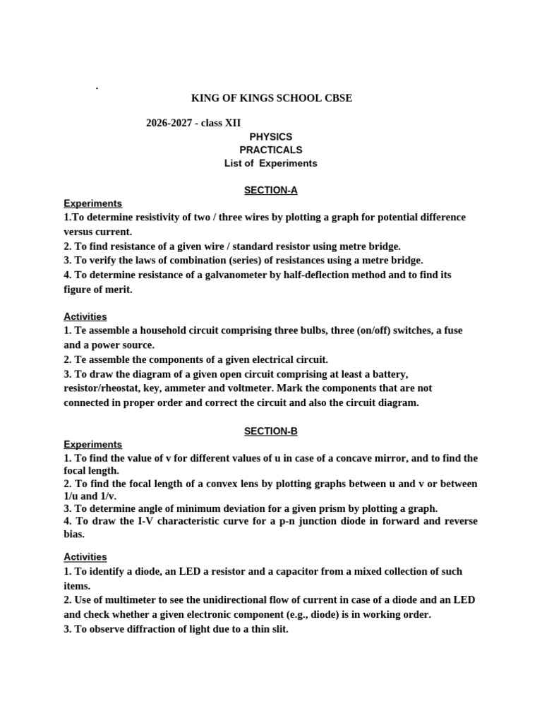Physics Practl List (1) | PDF