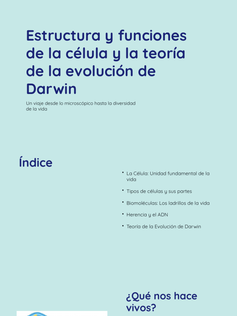 Estructura y Funciones de La Clula y La Teora de La Evolucin de Darwin ...