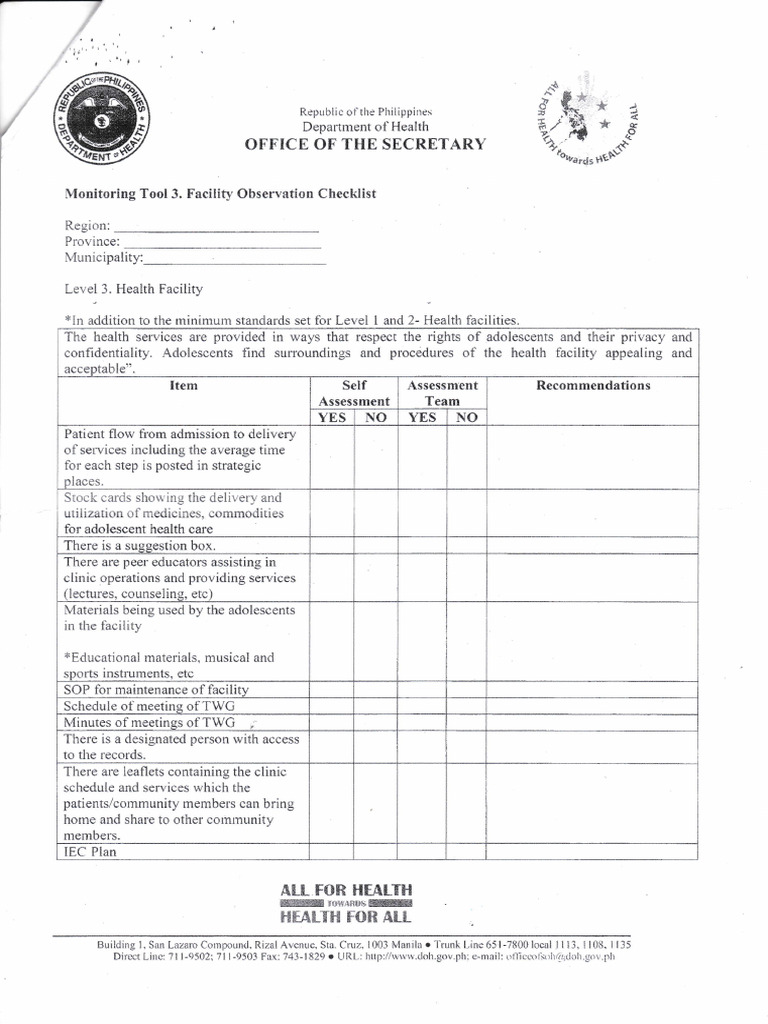 Afhf Checklist 2018 (5) | PDF | Medicine | Public Services
