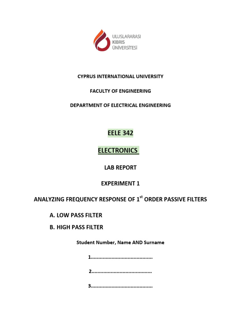 EELE342 Experiment1 ReportTemplate (1) | PDF