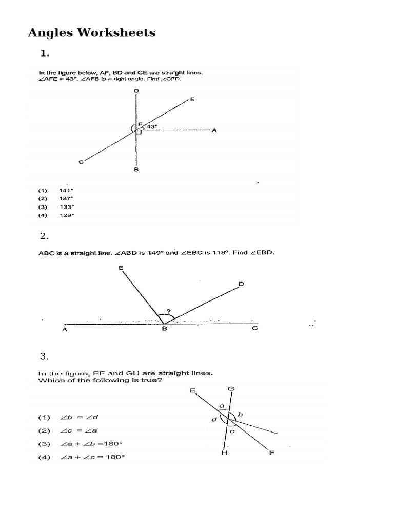 Angles Worksheets | PDF