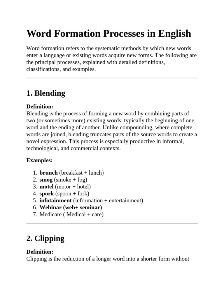 Word Formation Processes in English | PDF