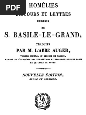 Homelies Discours Et Lettres Choisis De Saint Basile Le