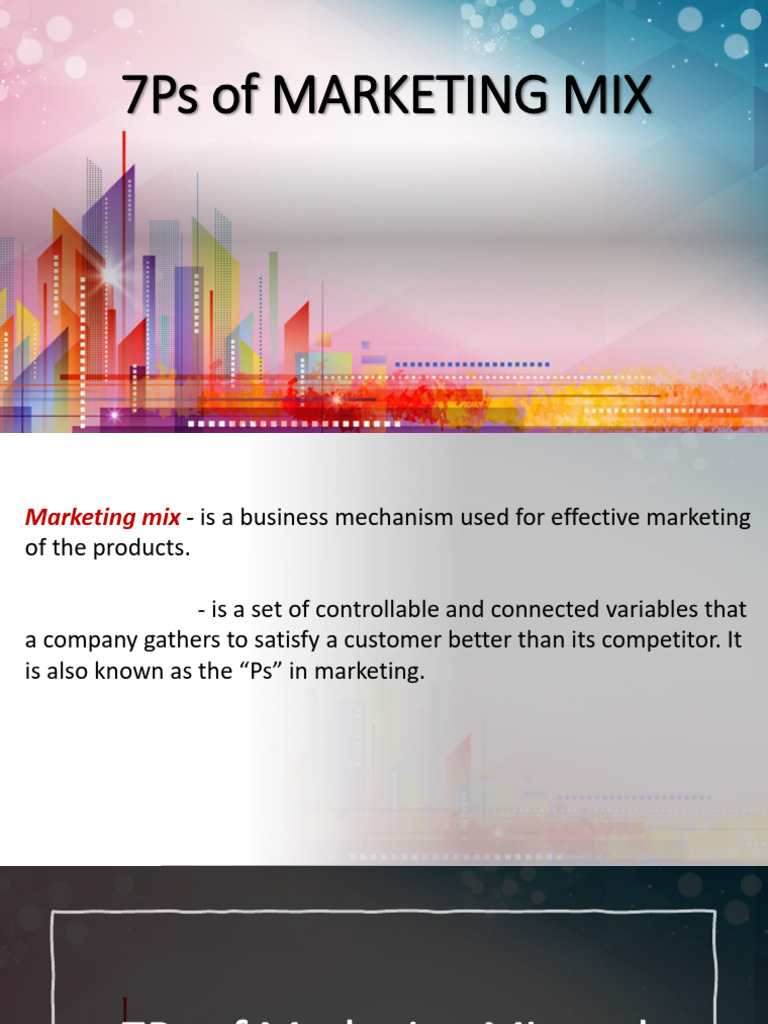 7ps of the Marketing Mix for Co Presentation | PDF | Pricing | Sales