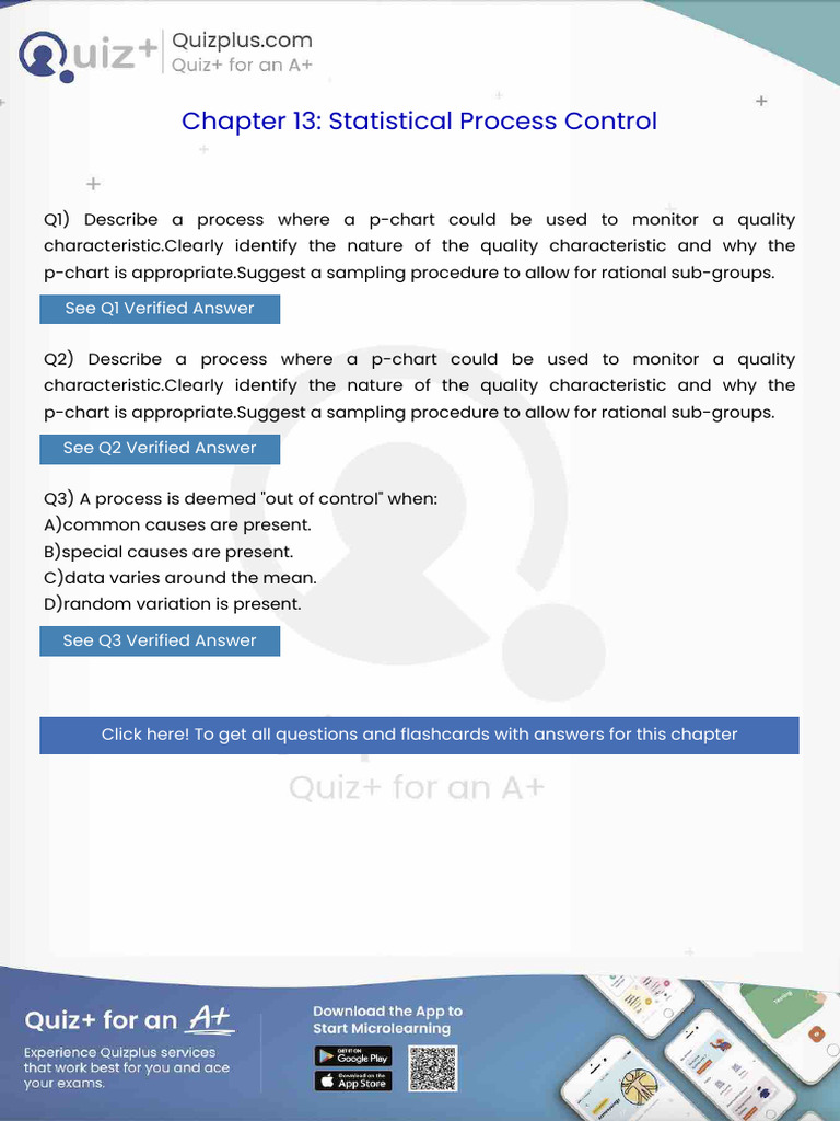 Describe a Process Where a Pchart Could Be Used to Monitor a Quality ...