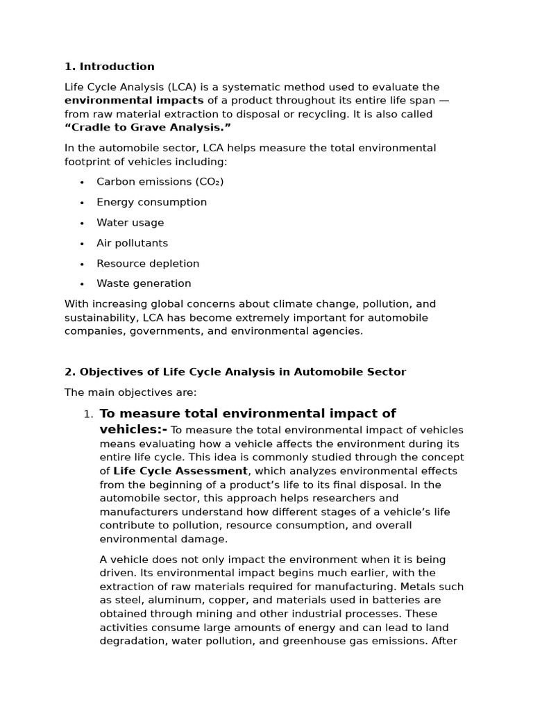 Sustainability Assignment | PDF | Electric Vehicle | Life Cycle Assessment