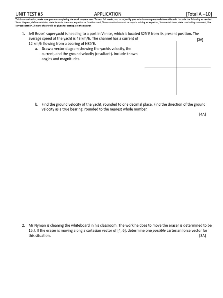 Unit 5 Test - Vectors - Application | PDF
