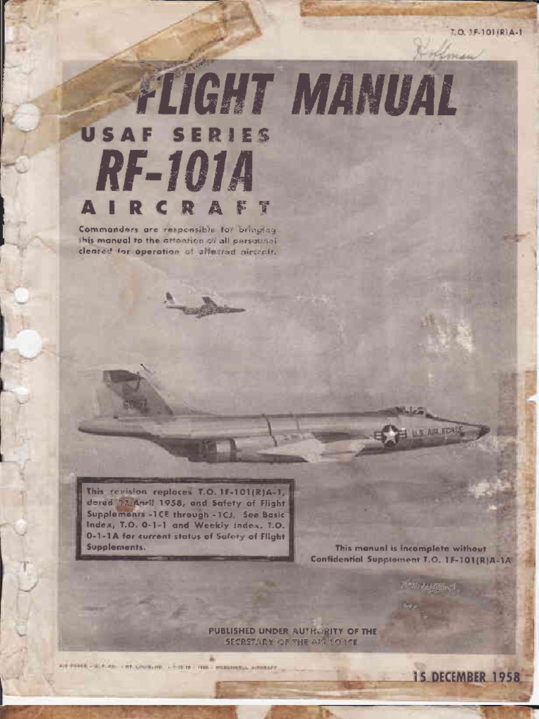 Flight Manual RF-101A Aircraft (1958) | PDF