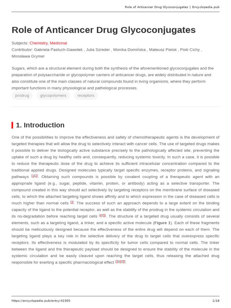 Role of Anticancer Drug Glycoconjugates 4 | PDF | Chemotherapy ...