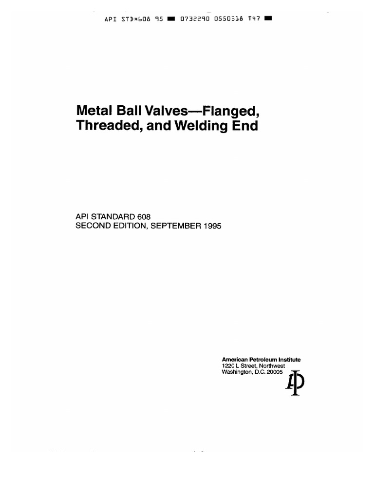 API 608 - 1995 Metal Ball Valve | PDF