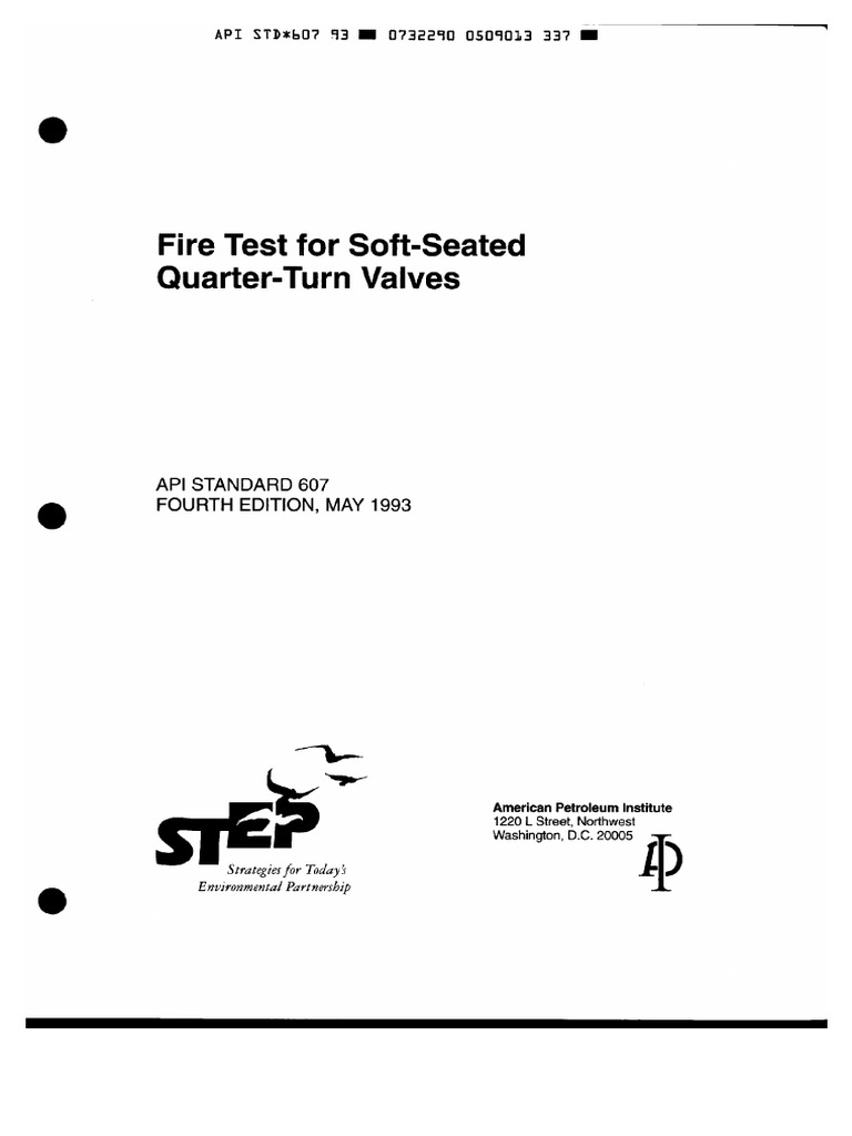 API 607 - 1993 Fire Test -- Turn Valve | PDF