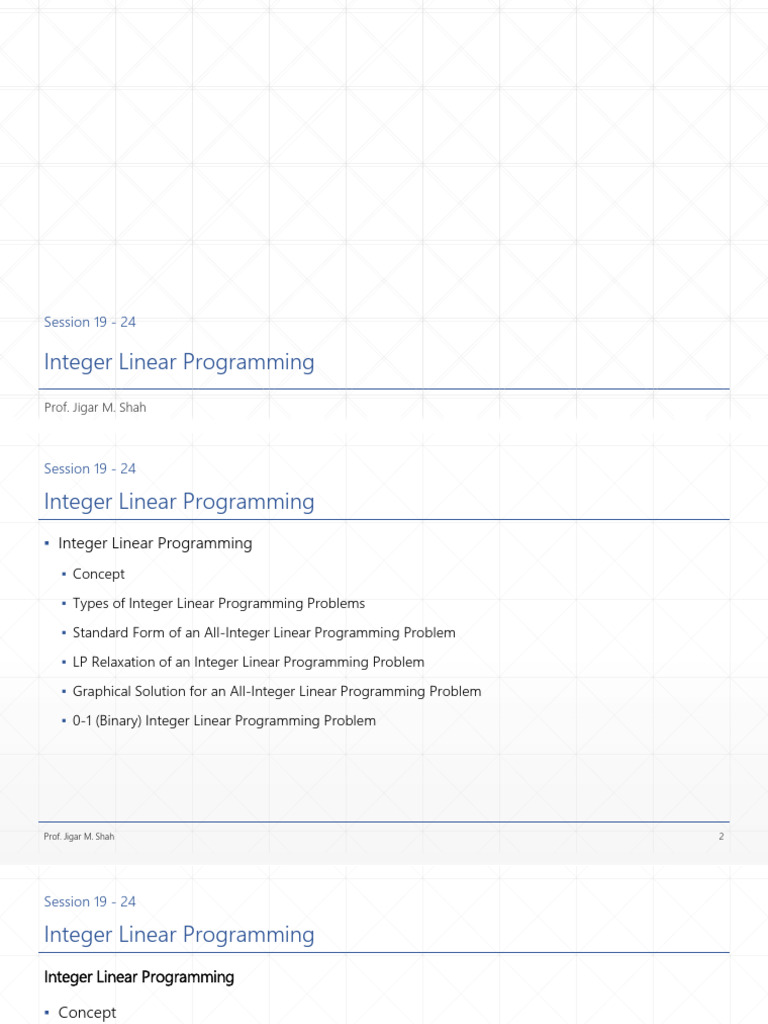 Session 19-24 - Integer Linear Programming | PDF | Linear Programming ...