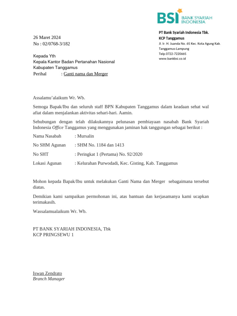 Surat Roya, Merger, Ganti Nama (1) | PDF