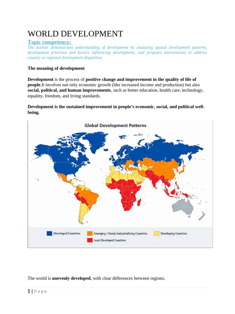 Population and Dev't Lesson Notes - Copy | PDF | Economic Growth | Poverty
