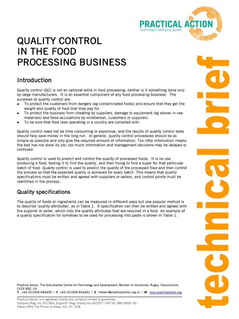Quality Control in Food Processing Copy | PDF | Taste | Fruit Preserves