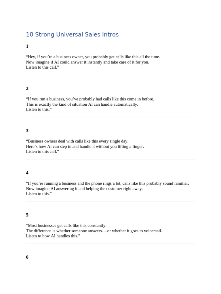 10 Strong Universal Sales Intros | PDF