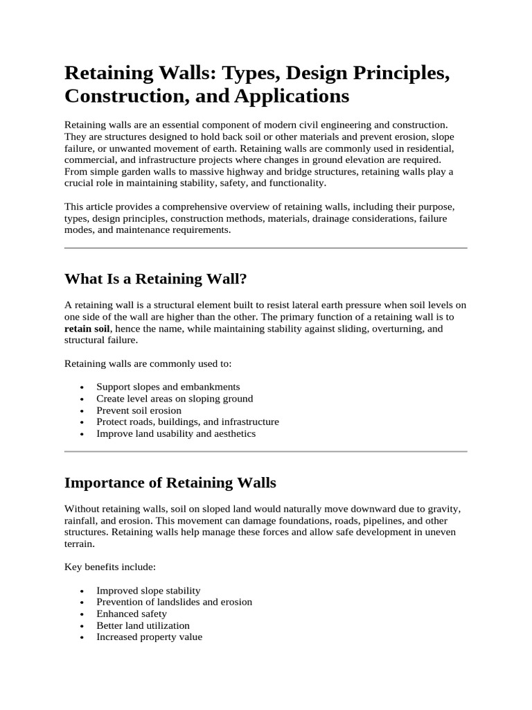 Retaining Wall Design | PDF | Storm Drain | Civil Engineering