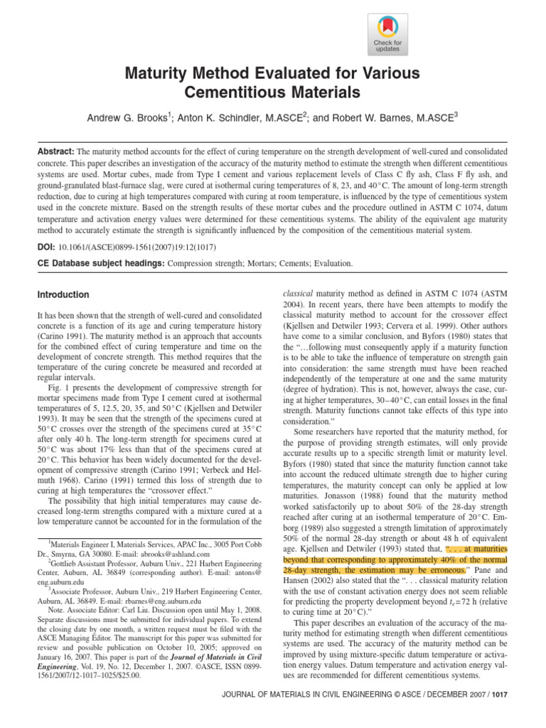 Maturity Method Evaluated for Various | PDF | Concrete | Cement