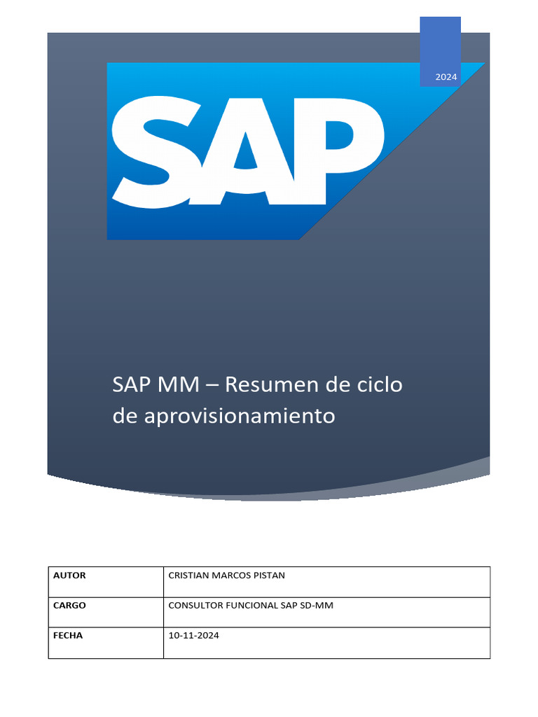 SAP MM - Resumen de Ciclo de de Aprovisionamiento | PDF | Obtención ...