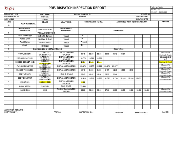 Inspection Report- BPI- Adjuster Deck | PDF