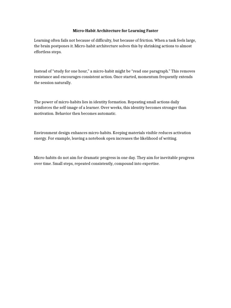 Document 2 - Micro-Habit Architecture for Learning Faster | PDF